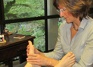 Christine doing Reflexology